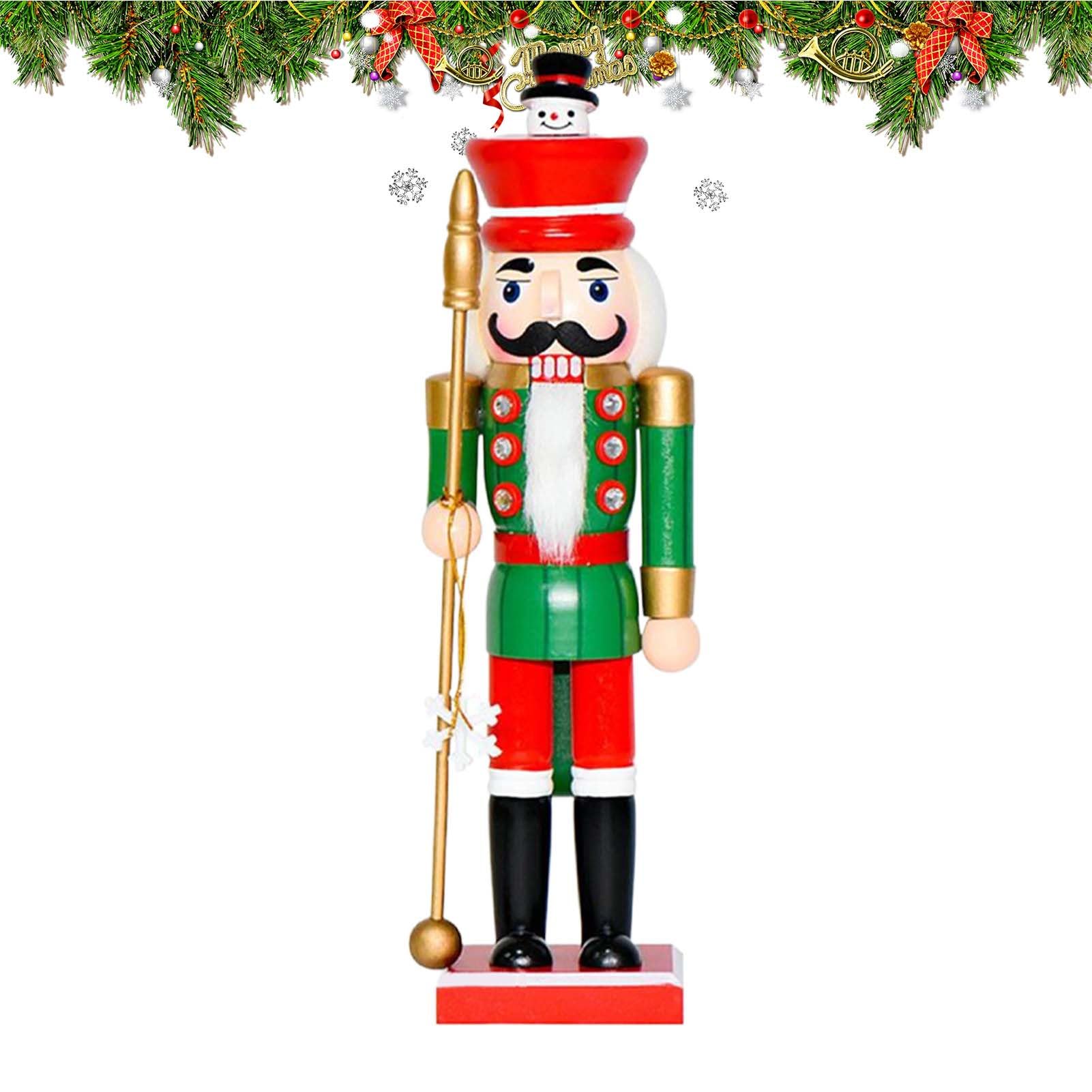 Casse-noisette en bois de 36 cm, figurine de Noël traditionnelle pour décoration de cheminée