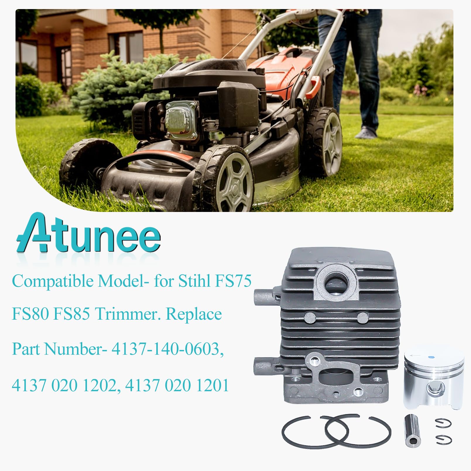 Kit silenziatore di Scarico pistone Cilindro 34 mm per Stihl FS75 FS80 FS85 FC75 FC85 Trimmer Sostituire 4137-140-0603, 4137 020 1202, 4137 020 1201
