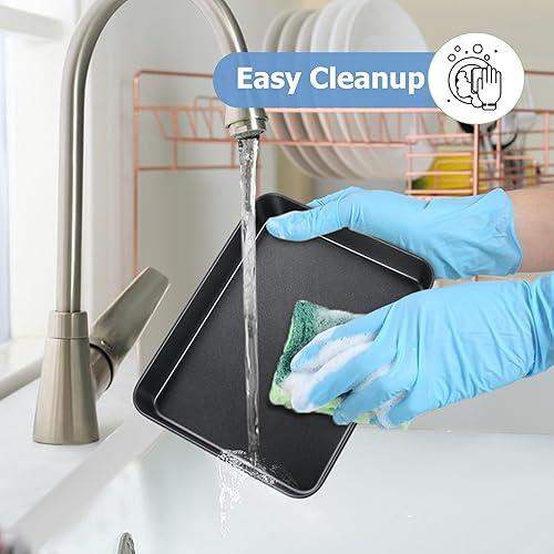 Miniatura 6 de TeamFar Moldes para lasaña, molde rectangular para tartas de 9.4 x 7 x 2 pulgadas con revestimiento antiadherente negro y núcleo de acero