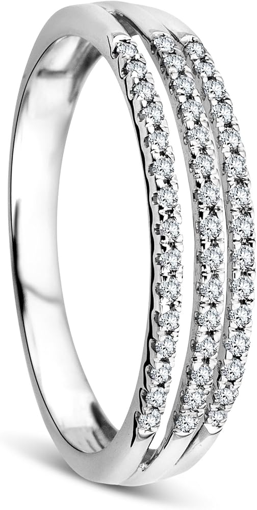 Orovi anello per donna in oro bianco 9 kt / 375(1,5) e con diamanti taglio brillante ct 0.16 OR81060R52