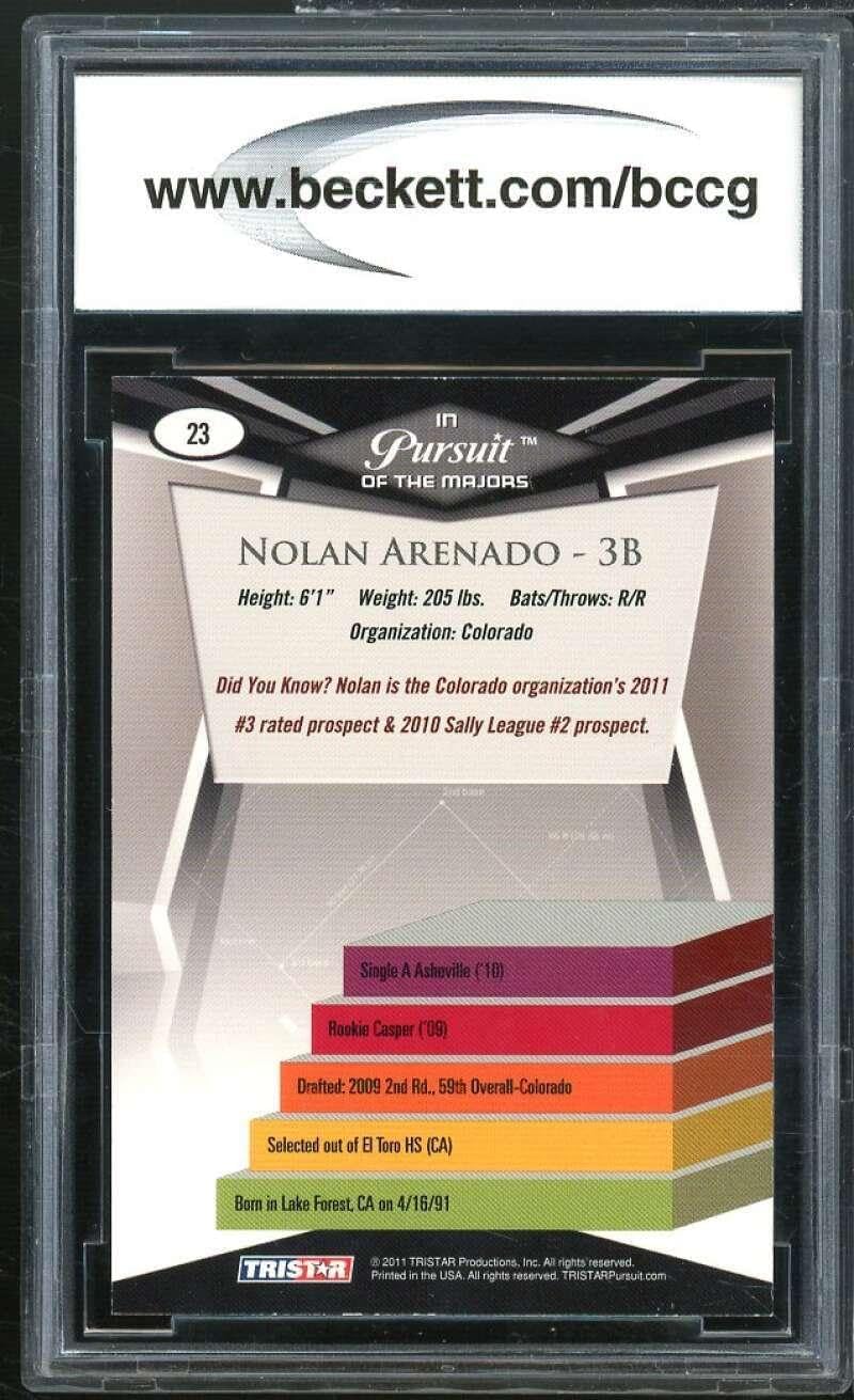Nolan Arenado Rookie Card 2011 TriStar Pursuit #23 BGS BCCG 10 - Baseball Slabbed Rookie Cards