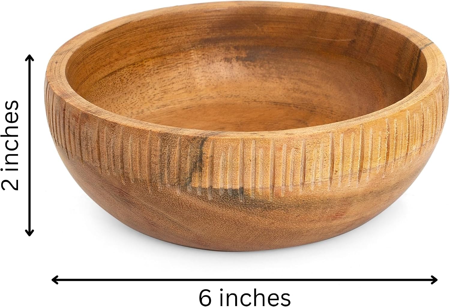Handmade Wooden Snack Serving & Key Bowl, Decorative Countertop, 6 x 2 Inch