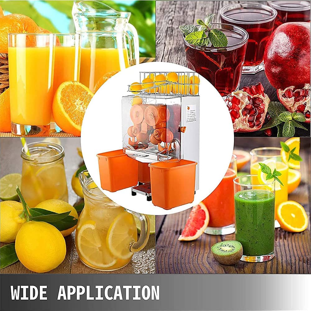 Exprimidor eléctrico de cítricos, máquina exprimidora de jugo de naranja comercial, pelar y jugo automático, 20-22 naranjas por minuto, 120 W, eficiente para tiendas, bares, restaurantes