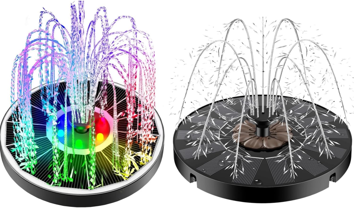Yzert Solar Fountain with Colorful led Lights+Solar Fountain for Pond Coffee Flower