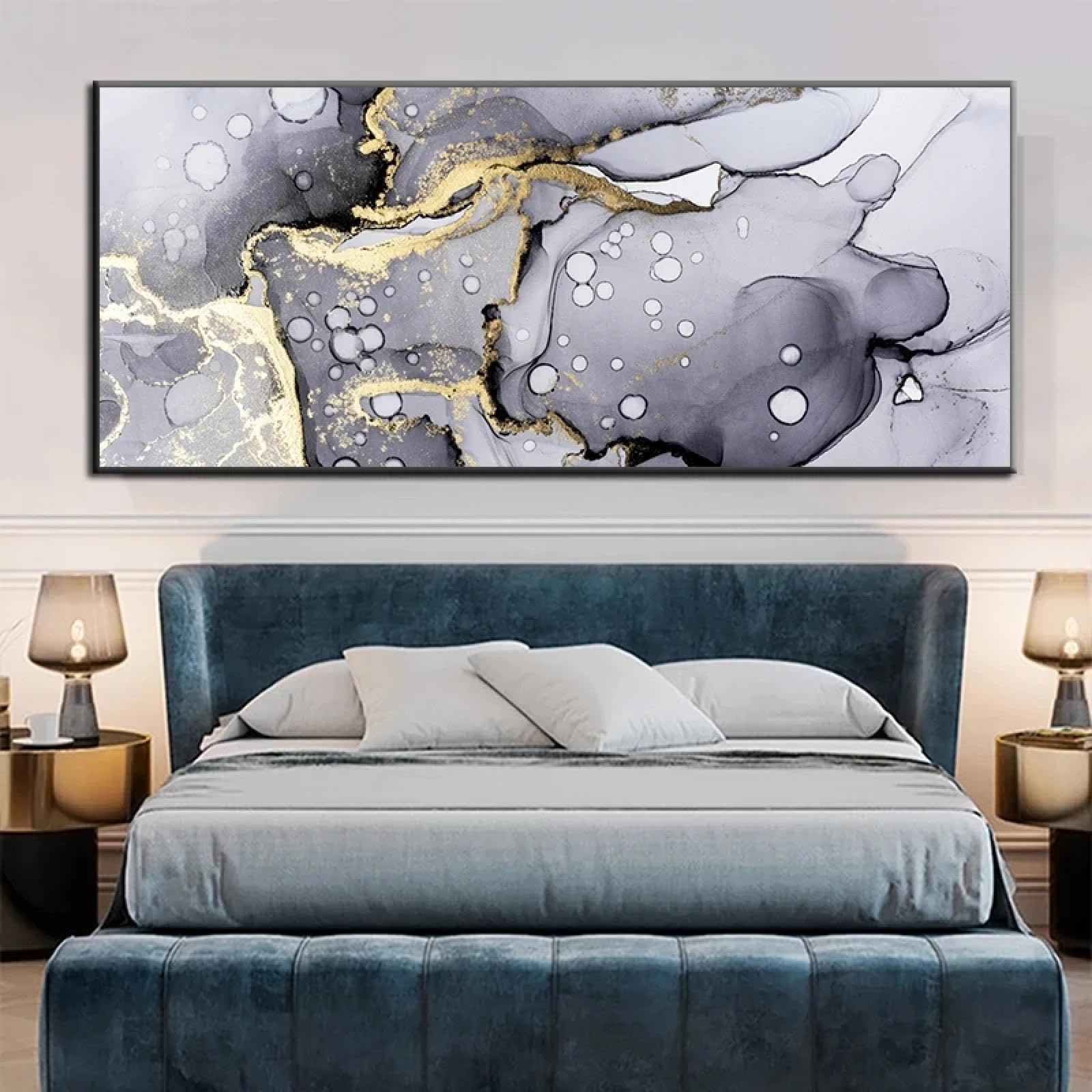 Affiches grises et blanches art mural abstrait moderne 50x100 cm