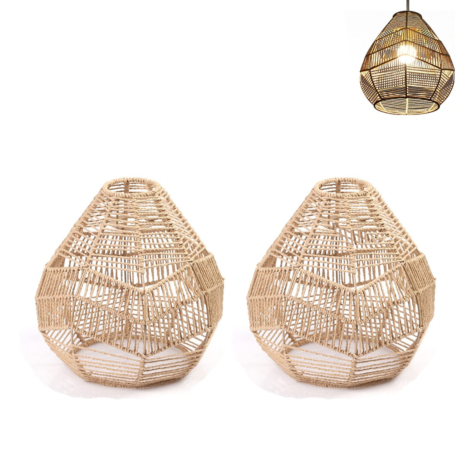 Stronrive Boho Macrame Lamp Shades, Macrame Hanging Lamp Shade Ceiling Pendant Light, Bohemian Tassel Lighting Decor for Home Chandelier Hotel, Wedding Decoration