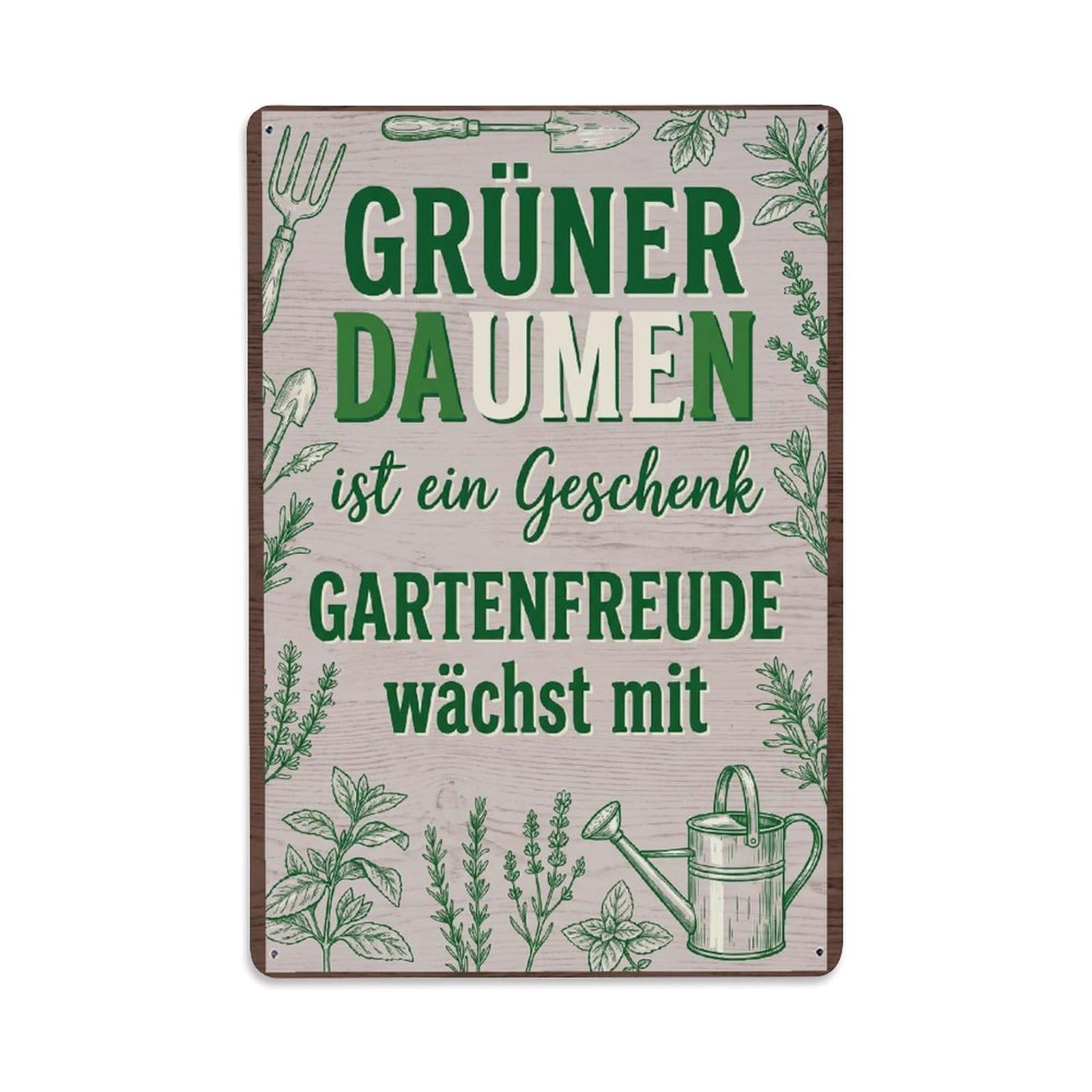 Rustic Green Thumb Nurture Thriving Metal Tin Sign