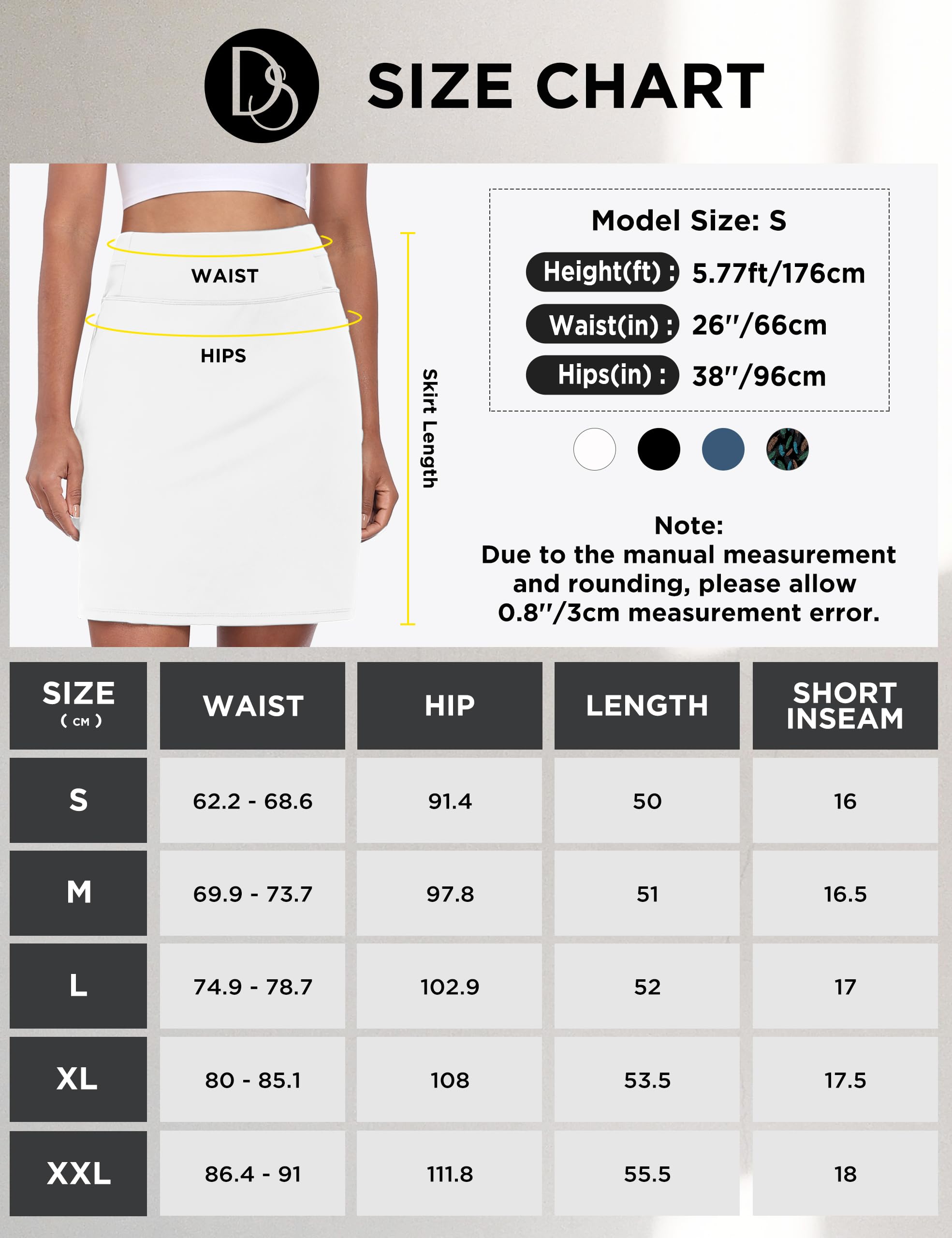 Desol Falda pantalón de golf para mujer de 50,8 cm hasta la rodilla con bolsillos