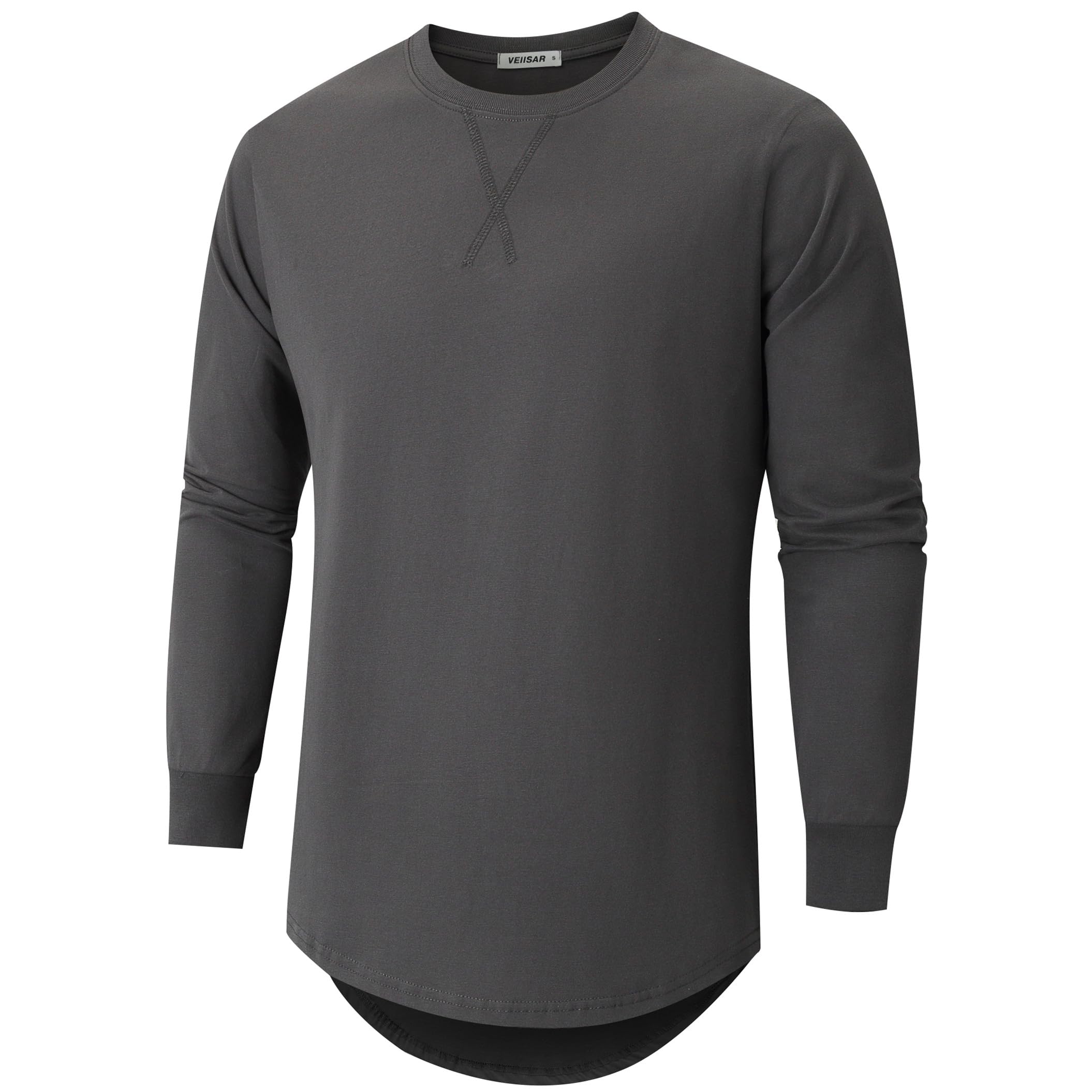 VEIISAR Herren Dickes Rundhalsmantel T-Shirt mit Herren 100 Baumwolle Heavy Duty Preshrunk Longline Shirt
