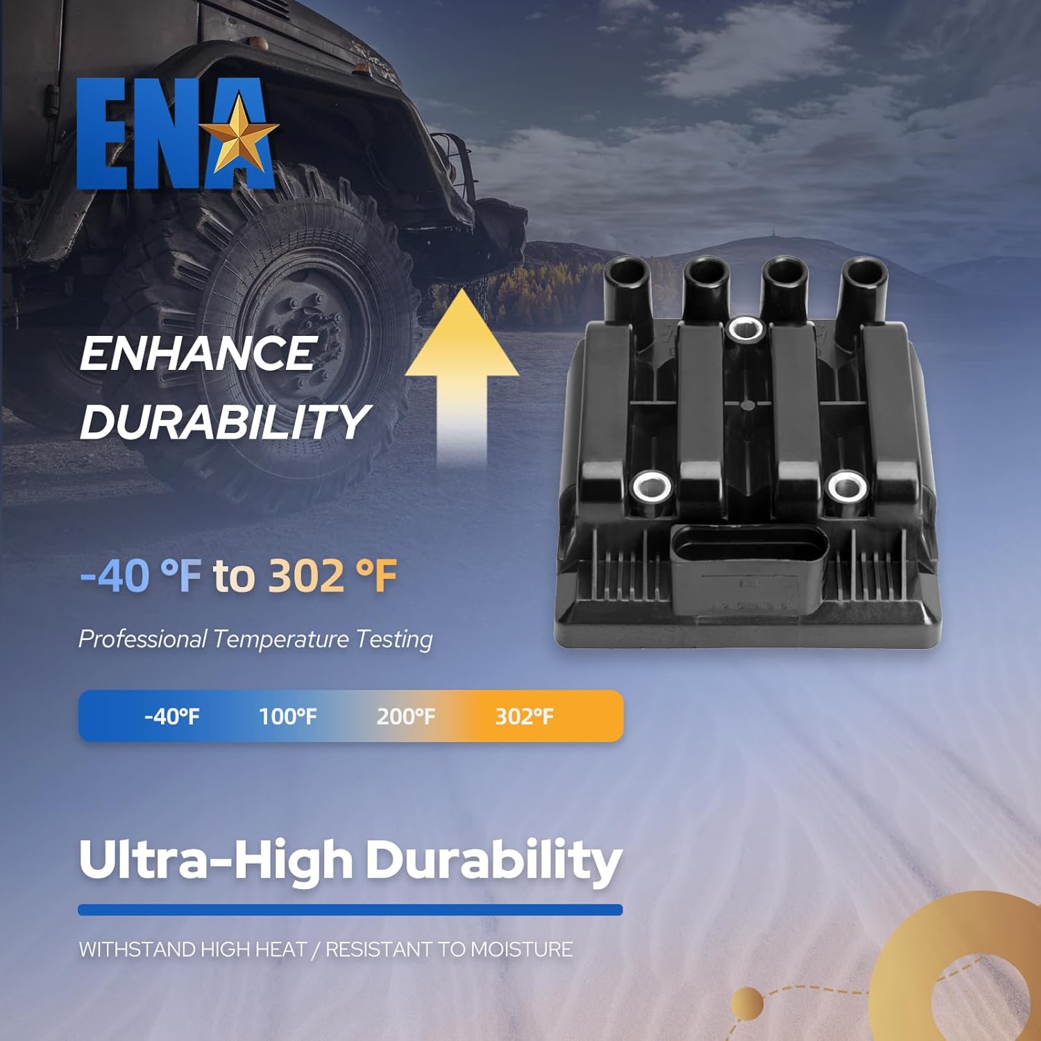 ENA Ignition Coil Pack UF484 Compatible with VW Volkswagen Beetle Golf Jetta City 1999 2000 2001 2002 2003 2004 2005 2006 2007 2008 2009 2010 2011 2.0L L4 Coil Set of 1 Replacement for IC564 GN10383