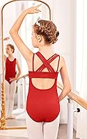 Vista 2 de Arshiner Leotardos de ballet para niñas, trajes de gimnasia, tirantes entrecruzados, sin mangas, ropa de baile