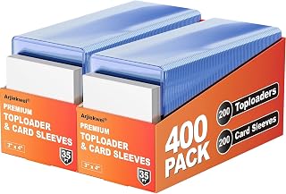 400 Card Sleeves Top Loaders for Cards, Arjiekwei 3"X4" Baseball Cards Protectors Hard Plastic, Premium Toploaders Holder for Trading Sports Football Game Card(200 Top Loaders + 200 Penny Sleeves)
