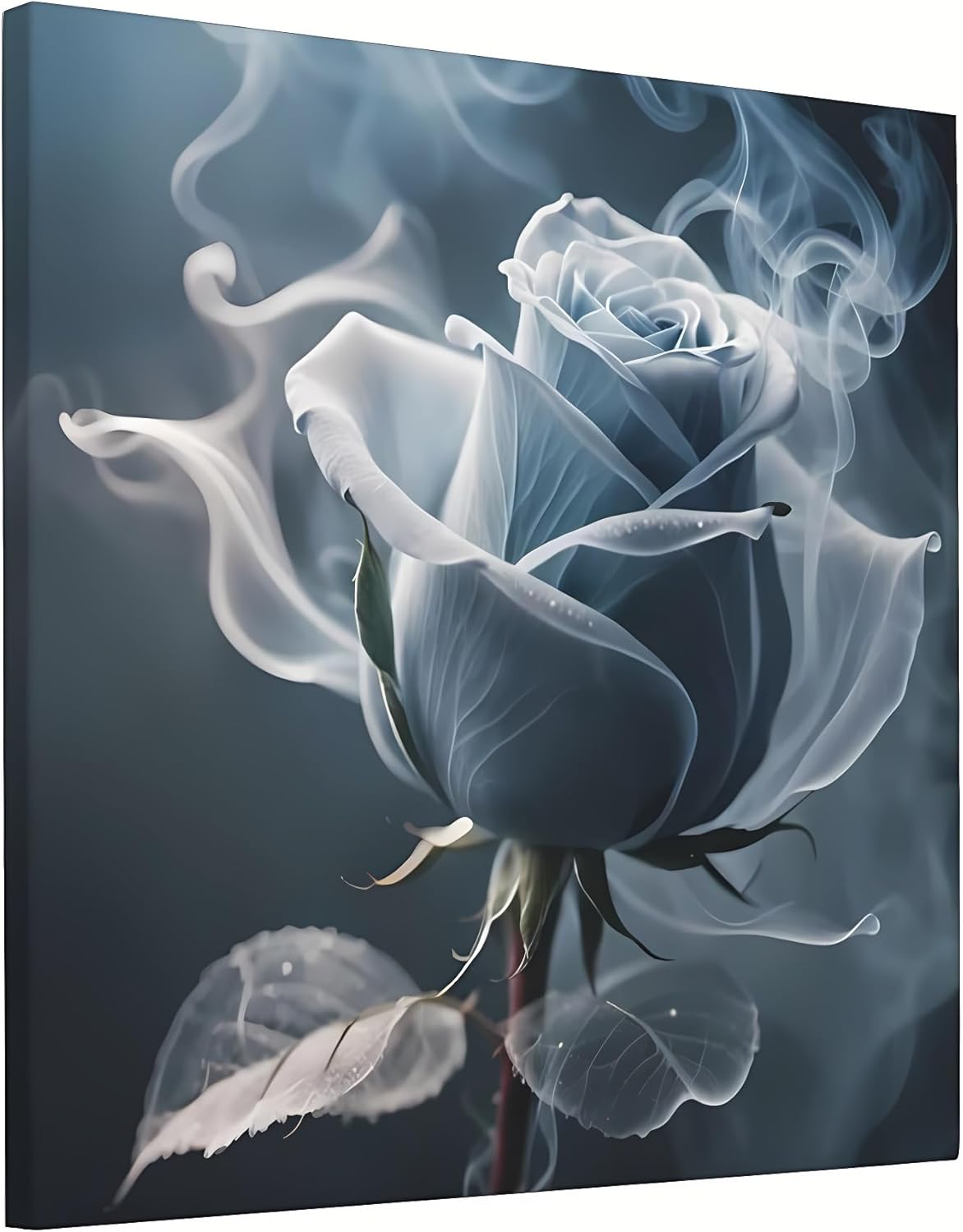 Amazon.com: Framed Rose Floral Canvas Wall Art,Grey Roses Bathroom art ...