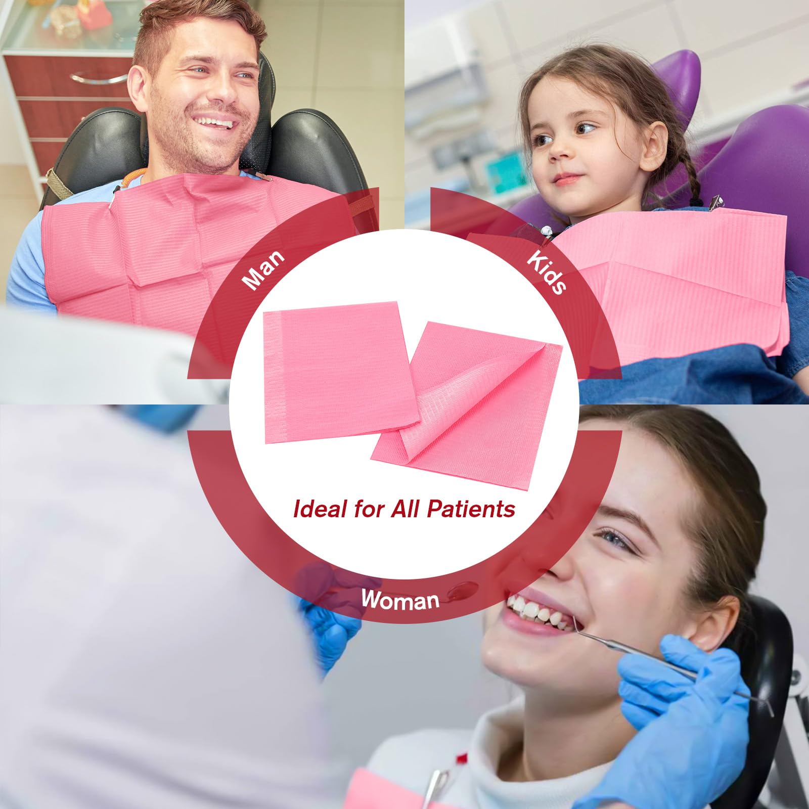 Healifty 125 Stück Dental-Lätzchen, Einwegschürzen für Erwachsene, 45,7 x 33,5 cm, Einweg-Zahnarzt-Lätzchen, 3-lagig, wasserdicht, Tattoo-Lätzchen für Nageltische, Zahnunterlagen, Matten und