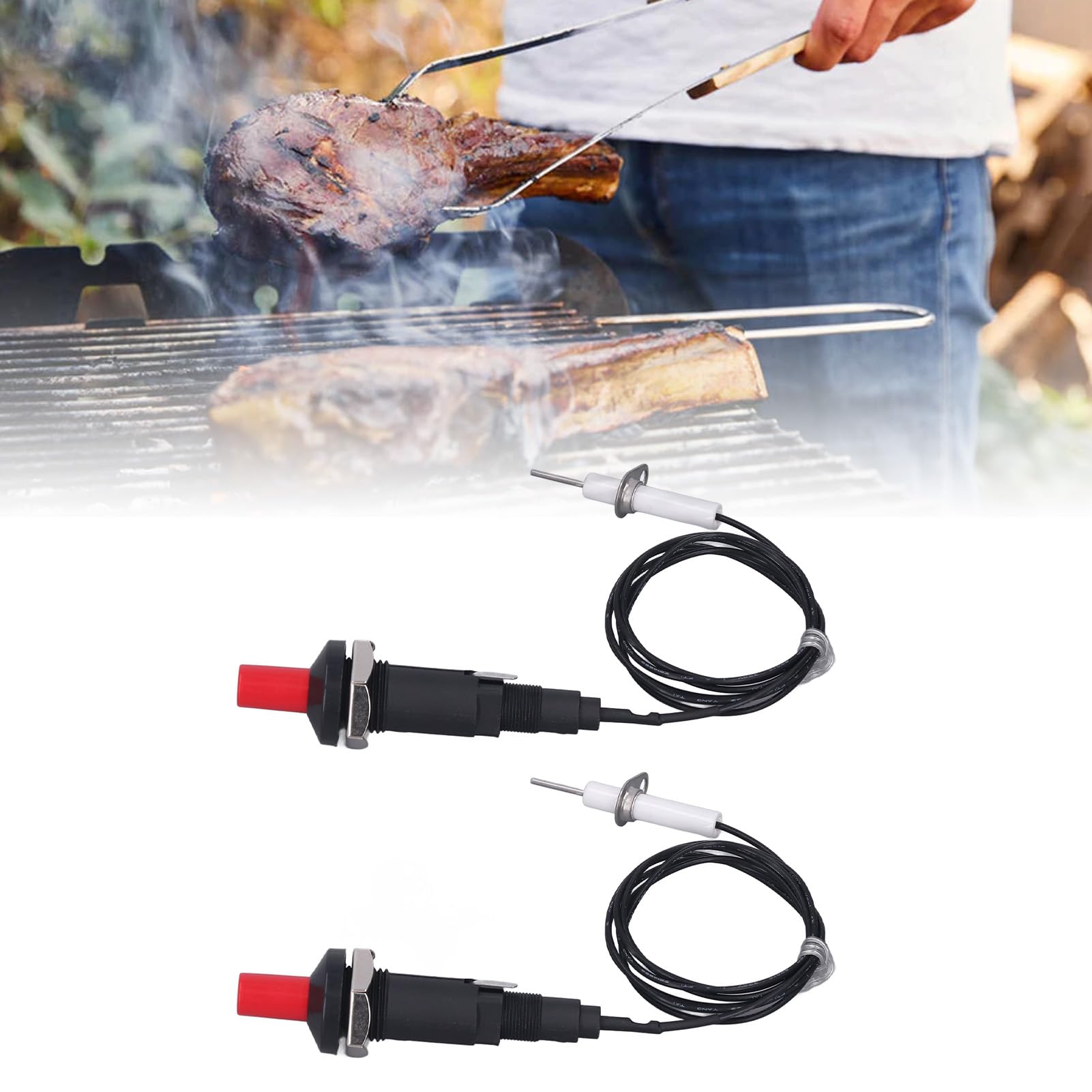 Piezo Igniter, 1 Meter Wire 1 Out 2 Oven Piezo Ignition 2 Pcs Plastic Shell with Ignition Needle for Kitchen