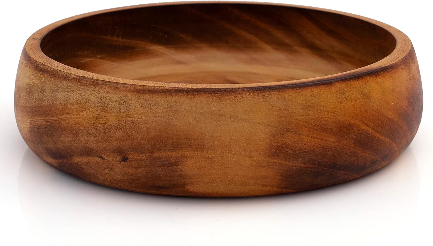 Handmade Wooden Snack Serving & Key Bowl, Decorative Countertop, 8 x 2 Inch