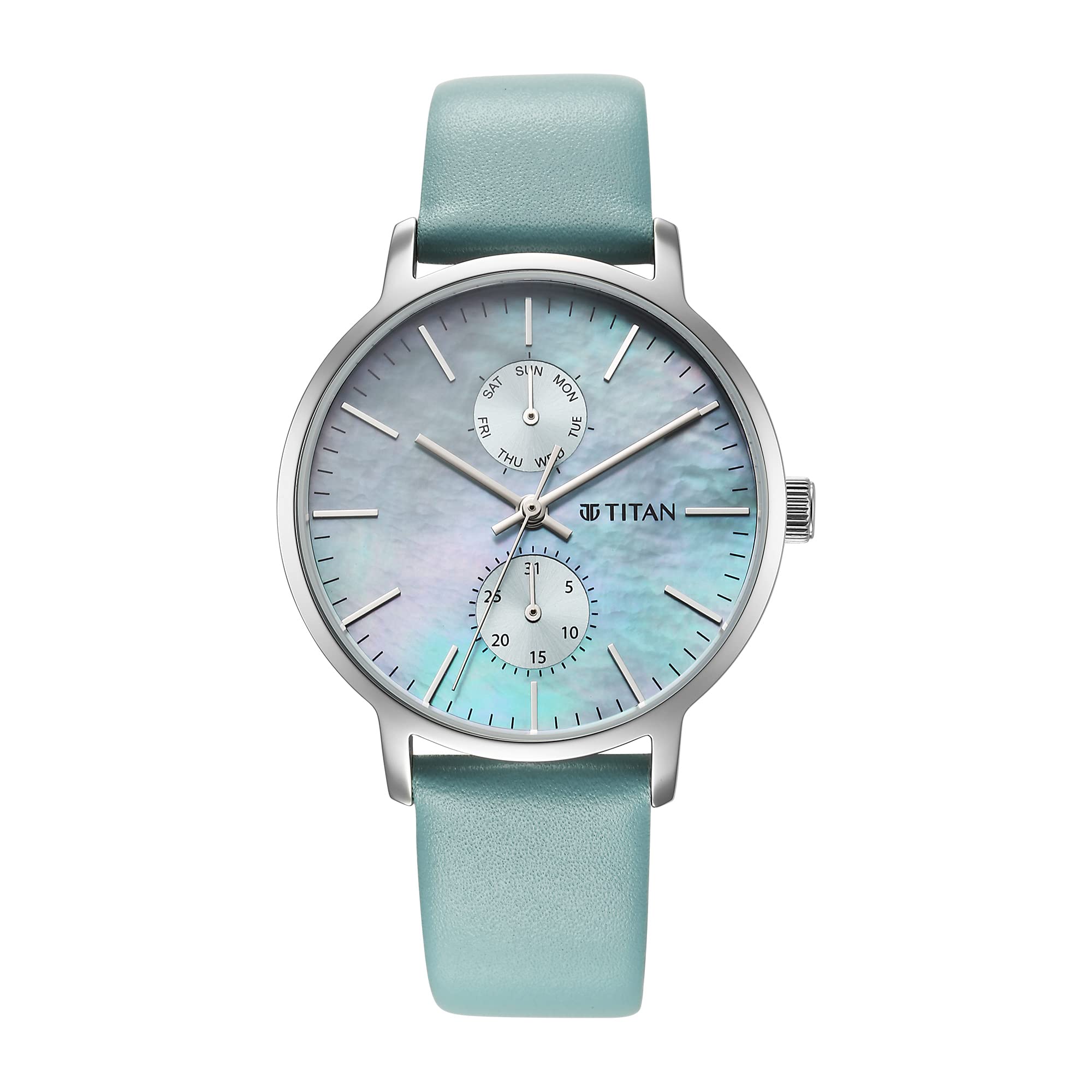 Titan Womens Analog Silver Dial Blue Band Leather Watch (B0BRHKL33M) Amazon Price History, Amazon Price Tracker