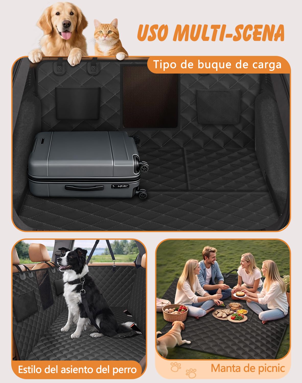 Alfheim Extensor de Asiento Trasero para Perro Capacidad para 180 kg | Funda Impermeable para Asiento Trasero de Coche, Perro Trasero Duro, Material Mejorado Hamaca Resistente a los Arañazos Cuna