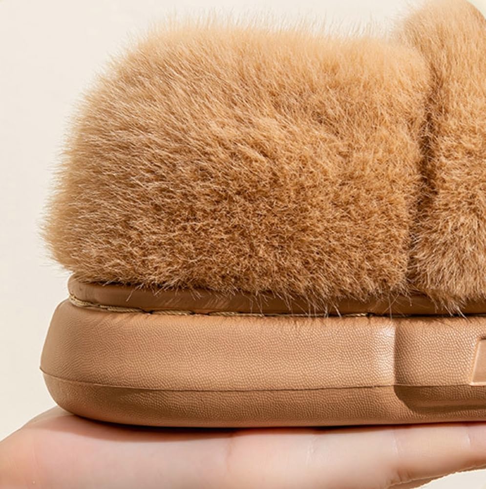 Toddler Slippers for Girls Boys Fluffy House Shoes with Heel Cover Winter Warm Plush Cute Cartoon Design Outdoor Shoes - Image 6