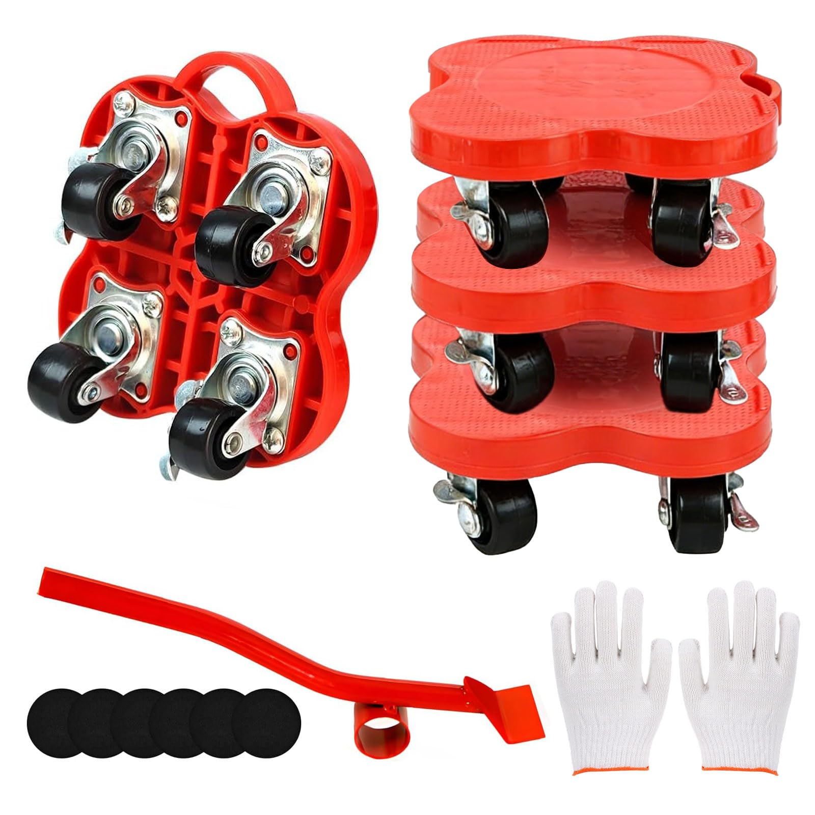 Kit de desplazamiento de muebles con 4 ruedas de 360° y elevador resistente.