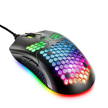 Lightweight Wired Gaming Mouse, 26 RGB Backlit Mice & 7 Buttons Programmable Driver ,PAW3325 12000DPI ,Ultralight Honeycomb Shell Ultraweave Cable Mouse Compatible with PC Gamers and Xbox and PS4