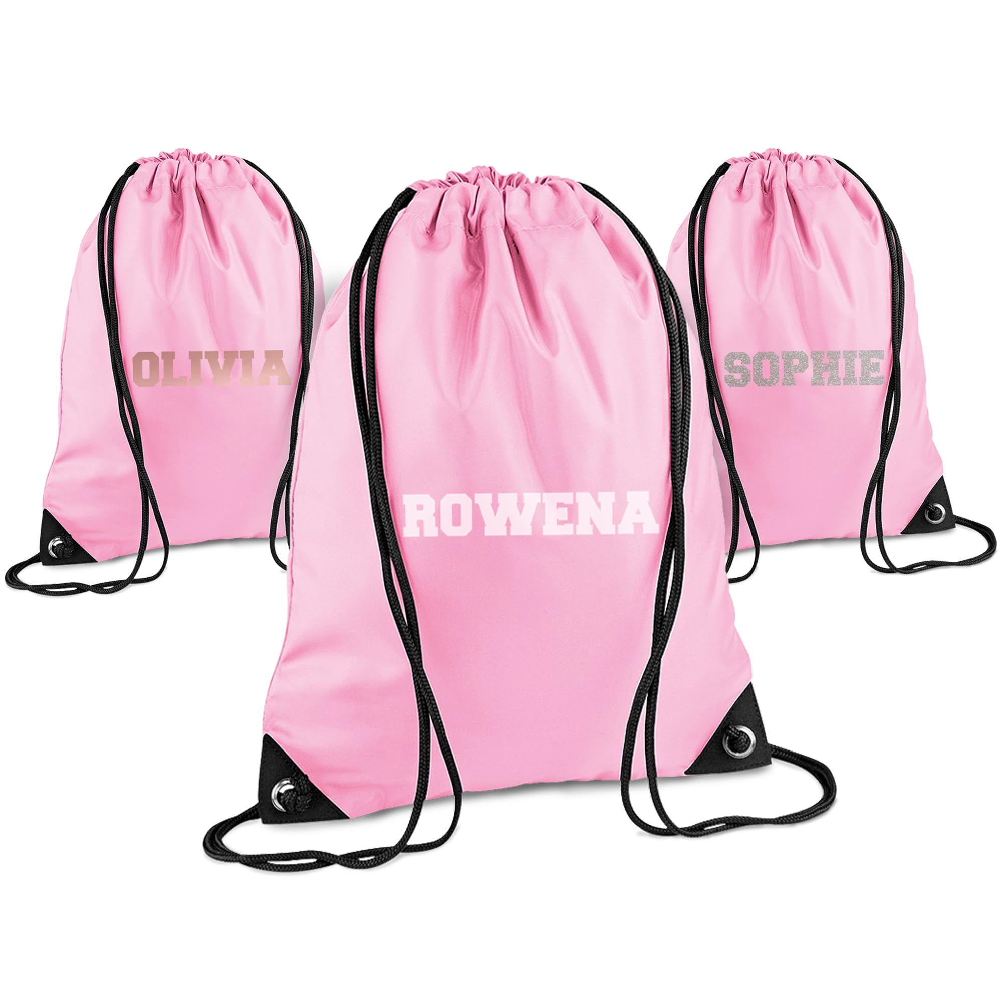 Print Maniacs Personalised Drawstring Bag for Kids Back to School PE Bag, Swim Bag with Name Ideal for Boys, Girls, Toddlers,and Primary School Students Perfect School Bag Pink