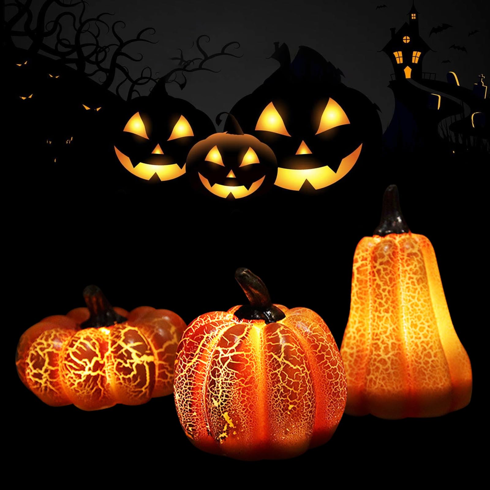 Zucca Luminosa Halloween - Luci LED A Batteria, 22x19cm, Decorazione Esterna
