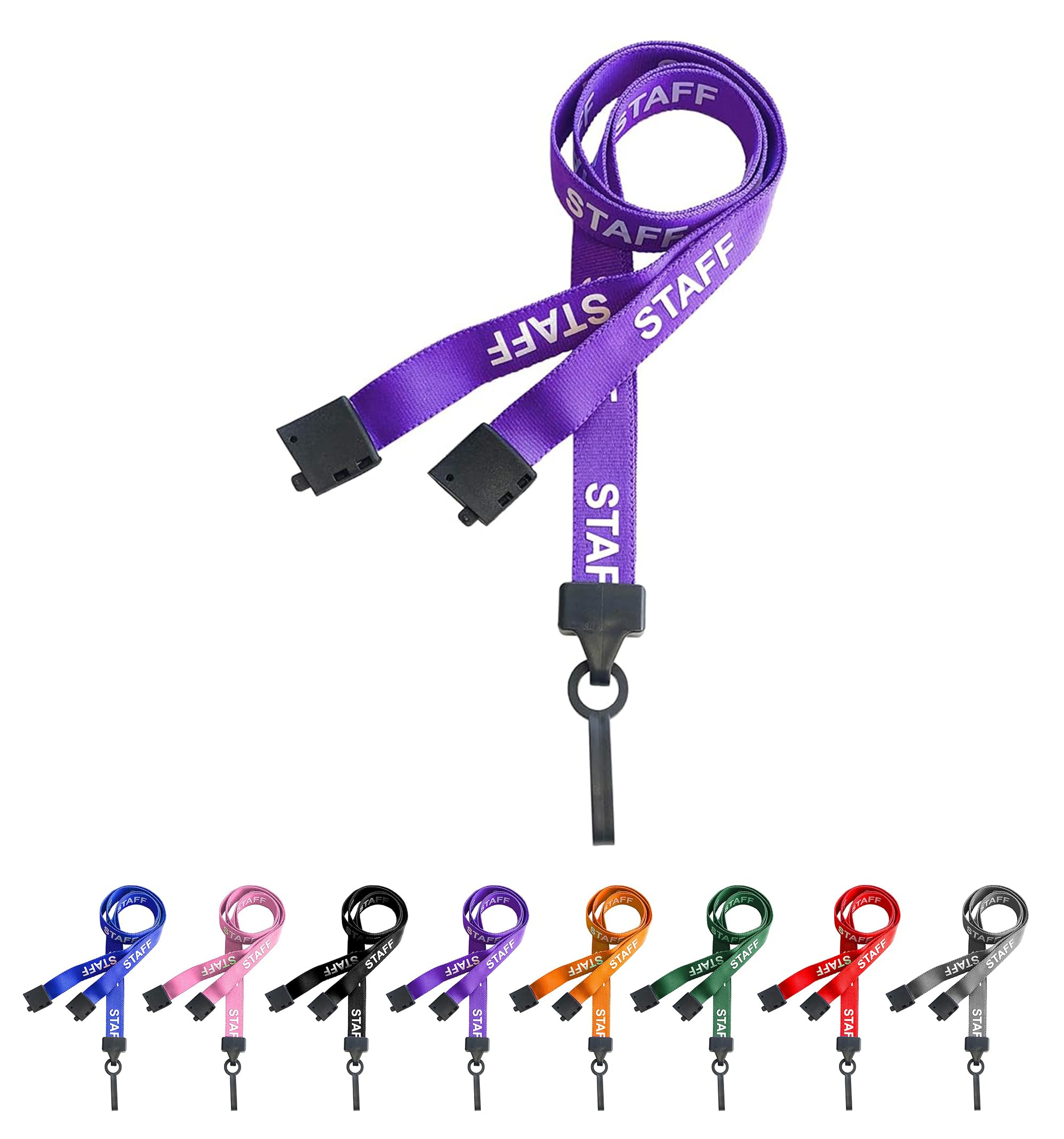 PCL Media ltd® Purple Staff Lanyard for ID Card Holder with Plastic Clip and Safety Breakaway Catch - (Pack of 50) Staff Lanyard Purple