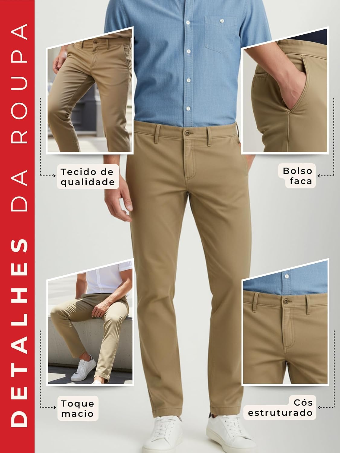 Calça Sarja Masculina Slim Fit Esporte Fino com Elastano Confortável Calça Sarja Masculina Slim Fit Esporte Fino com Elastano Confortável