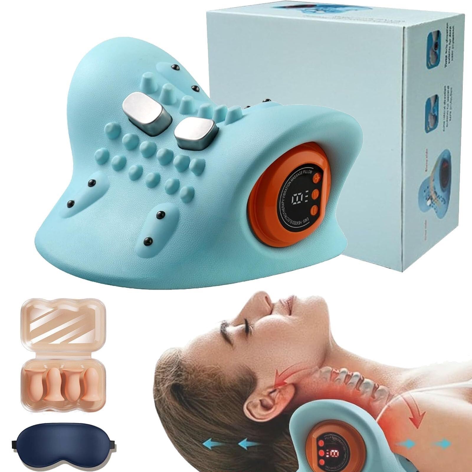 Masajeador Hugterra de Primera categoría 2025, masajeador Shiatsu para Espalda, Cuello y Hombros, masajeador de Cuello con ángulo de 26°, masajeador de Cuello y Hombros 4D con Calor(1pcs)