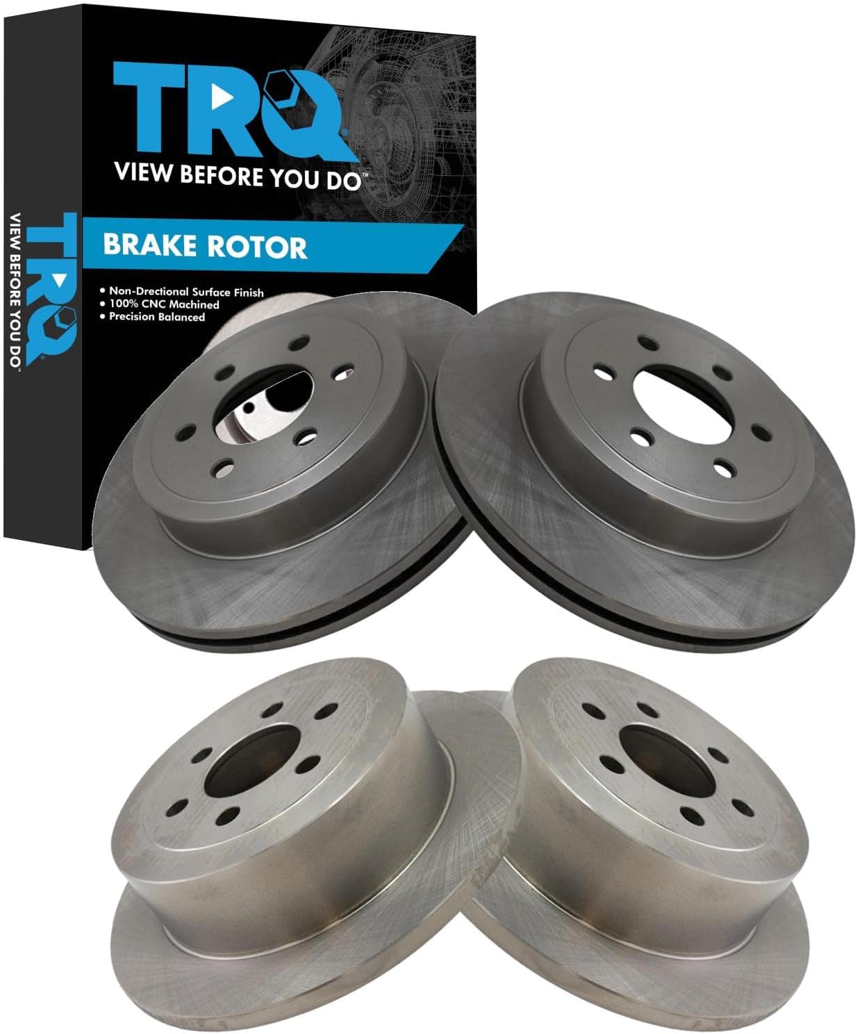 TRQ Front & Rear Brake Rotors Set Compatible with 2003-2004 Dodge Dakota