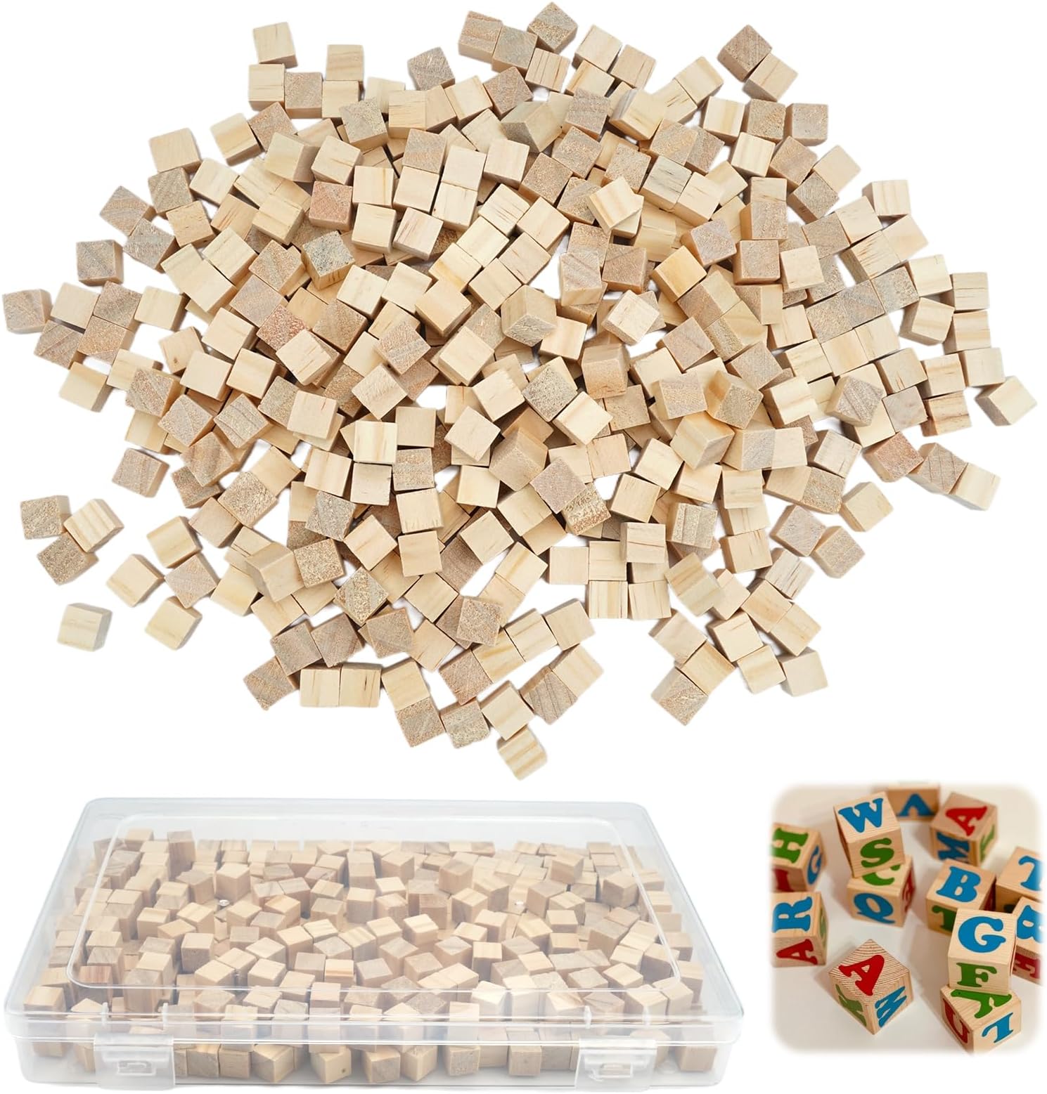 Pack of 400 Wooden Cubes Blank Wooden Block Decoration 10 mm Wooden Blocks DIY Square Wood Wooden Plates Square Natural Craft Cubes Small Wooden Square for Crafts for Painting Crafts Decoration