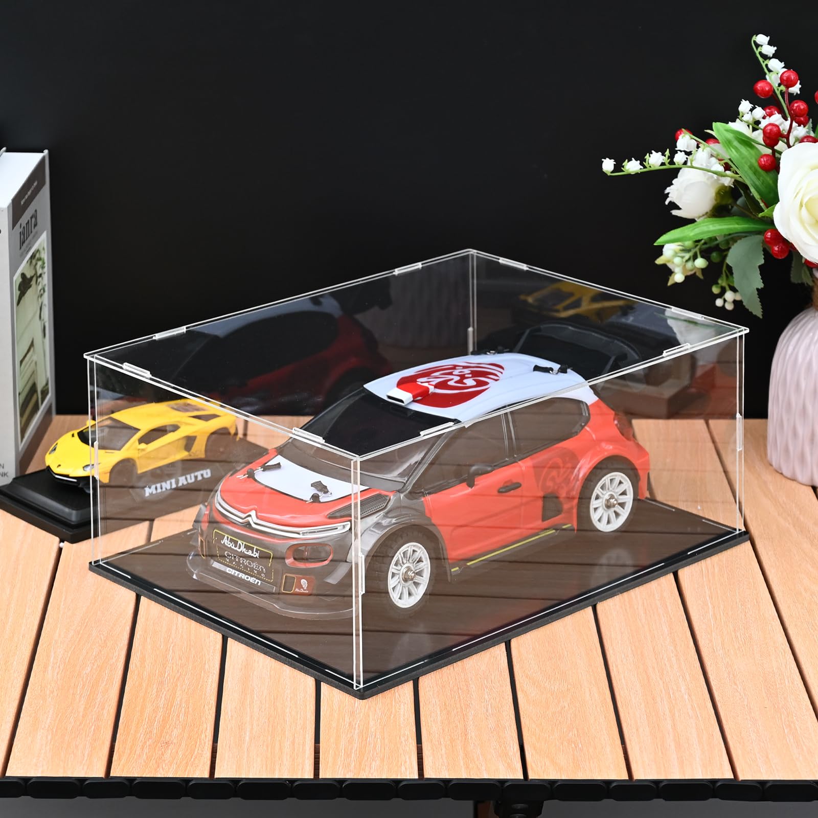TSKDKIT Akrylowa gablota, 35 x 25 x 15 cm, przezroczyste pudełko kolekcjonerskie, stojak ekspozycyjny, pudełko ochronne na minifigurki, zabawki, rzemiosło, pamiątki, biżuterię