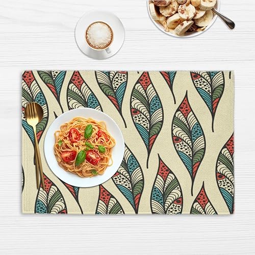 Miniatura 6 de Feathers Decor Design Placemats Set of 4 Table Mats Washable Placemat Waterproof Place Mats for Party Home Dining Table Decor 18x12 in