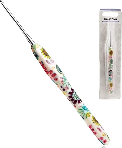 Gancho de ganchillo de 0.217in, mango ergonómico para manos artríticas, agarre de goma suave, agujas de tejer extralargas para principiantes e hilo