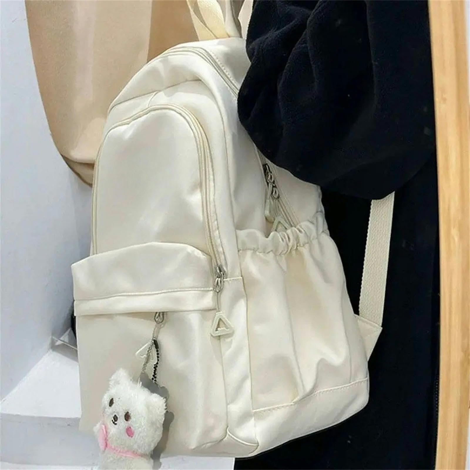 Plecak szkolny Duża pojemność Plecak Torba na ramię Torba na książki Nylon Podróże Plecaki Student Daily Zipper Torby szkolne-żółte