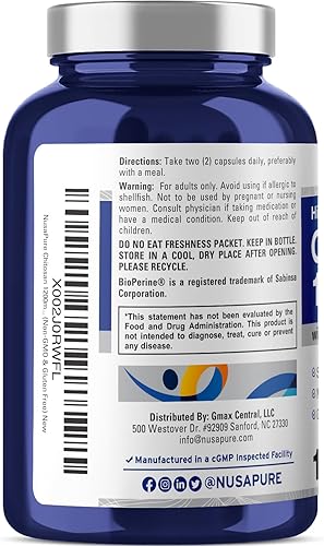 Miniatura 3 de NusaPure Quitosano 1200 mg 150 cápsulas (sin OMG y sin soja) con bioperina