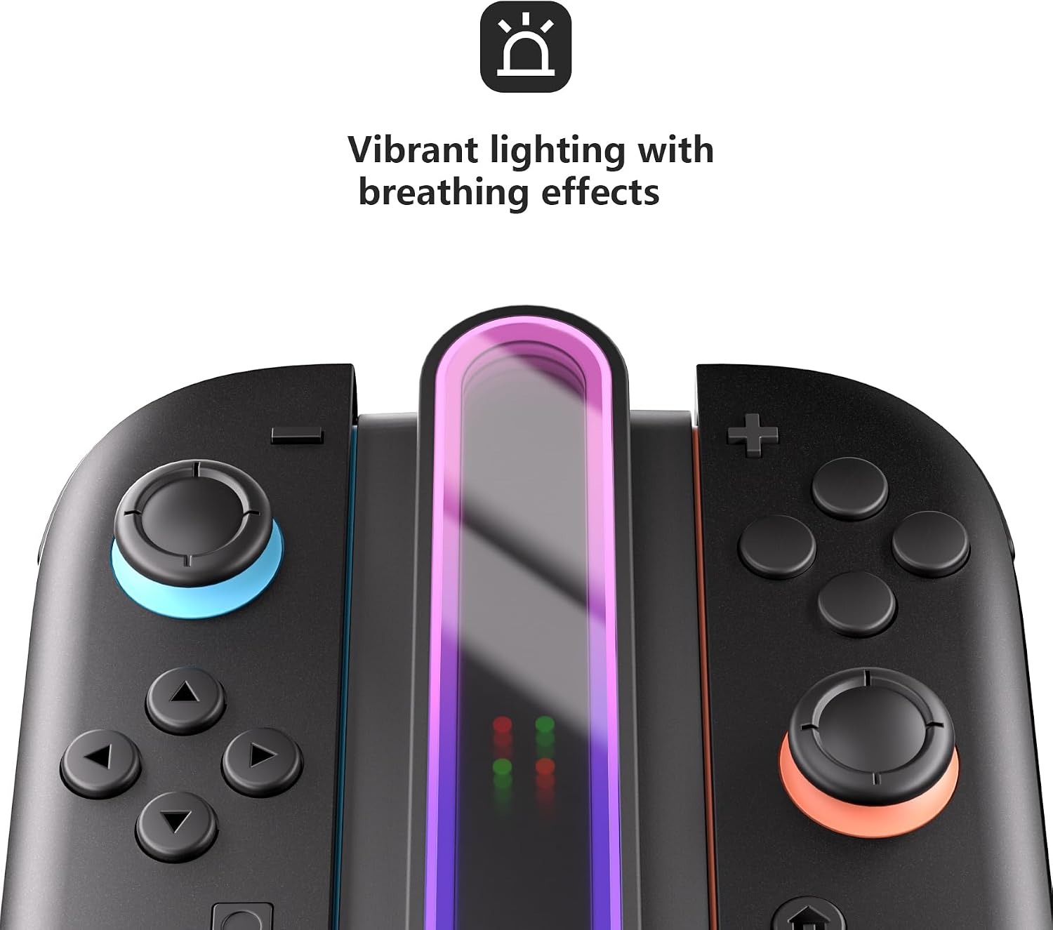 4-in-1 RGB Charging Dock for Nintendo Switch 2 Joycon, Black | Magnetic Fast Charger Station, with Type C Cable, Dual-Side Charging Stand, 8 Light Modes, Accessory for Joycon 2 Controller