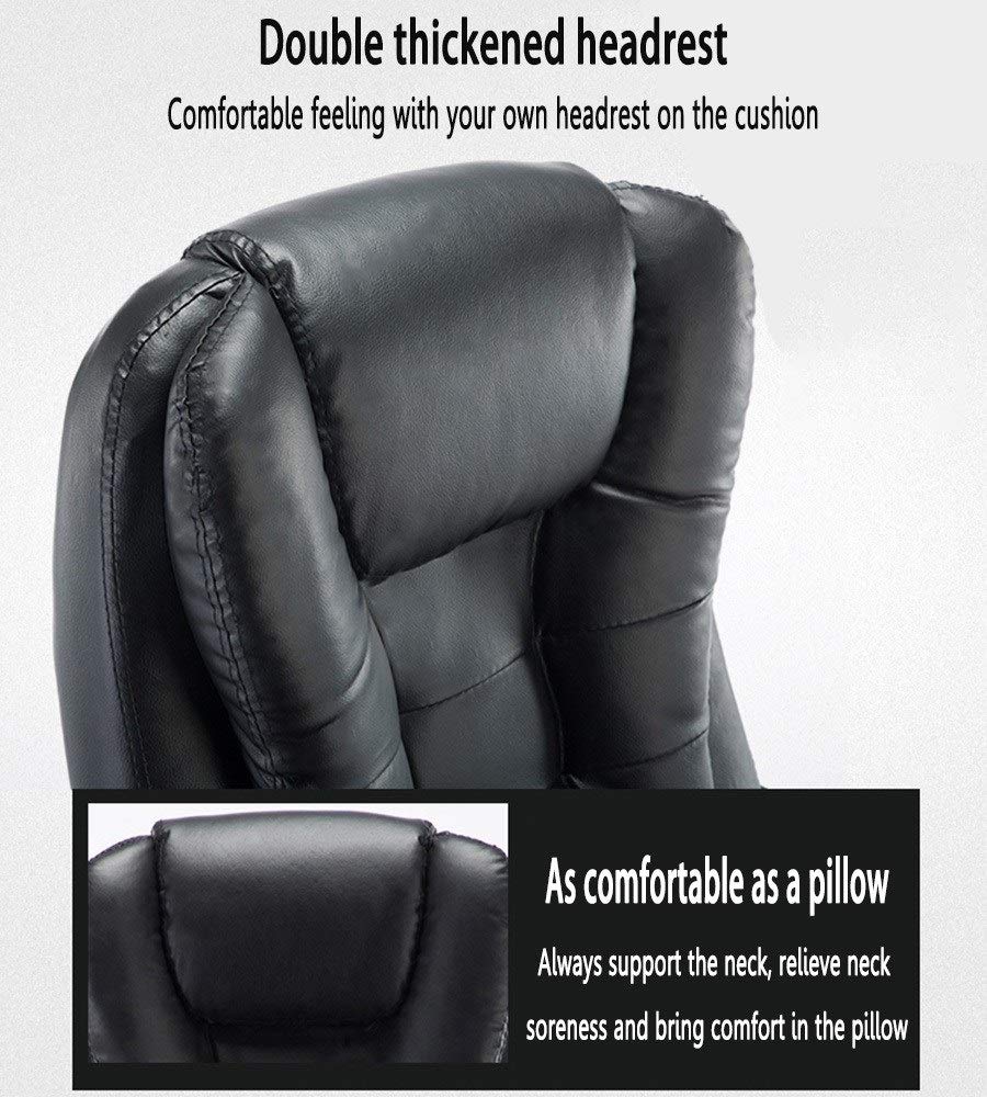 Silla de oficina ejecutiva ergonómica giratoria con piel sintética resistente, reposabrazos acolchados, soporte de cintura reclinable, hasta 330 libras