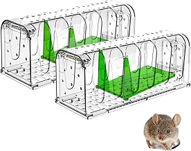 Lebendfalle für Maus Mausefalle 2er Set, Tierfreundliche Hygenische Mäusefalle mit Doppeltüren, Innovative Hochsensitive Lebendfalle Maus, Quick Release Ausgang, Keiner Kontakt mit Mäusen, transparent