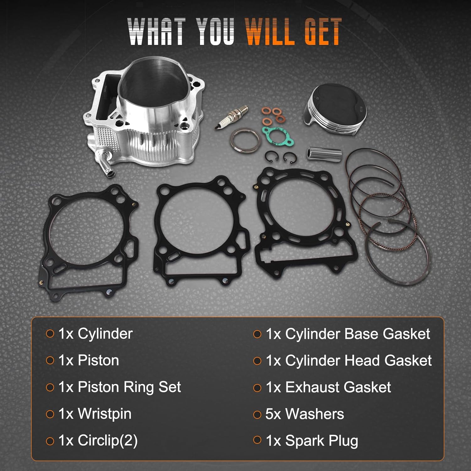 94mm 434cc Big Bore LTZ400 Cylinder Piston Gasket Top End Rebuild Kit Replacement for Suzuki LTZ400 for Arctic Cat 400 DVX for Kawasaki KFX400 KLX400R KLX400SR Arctic Cat 400