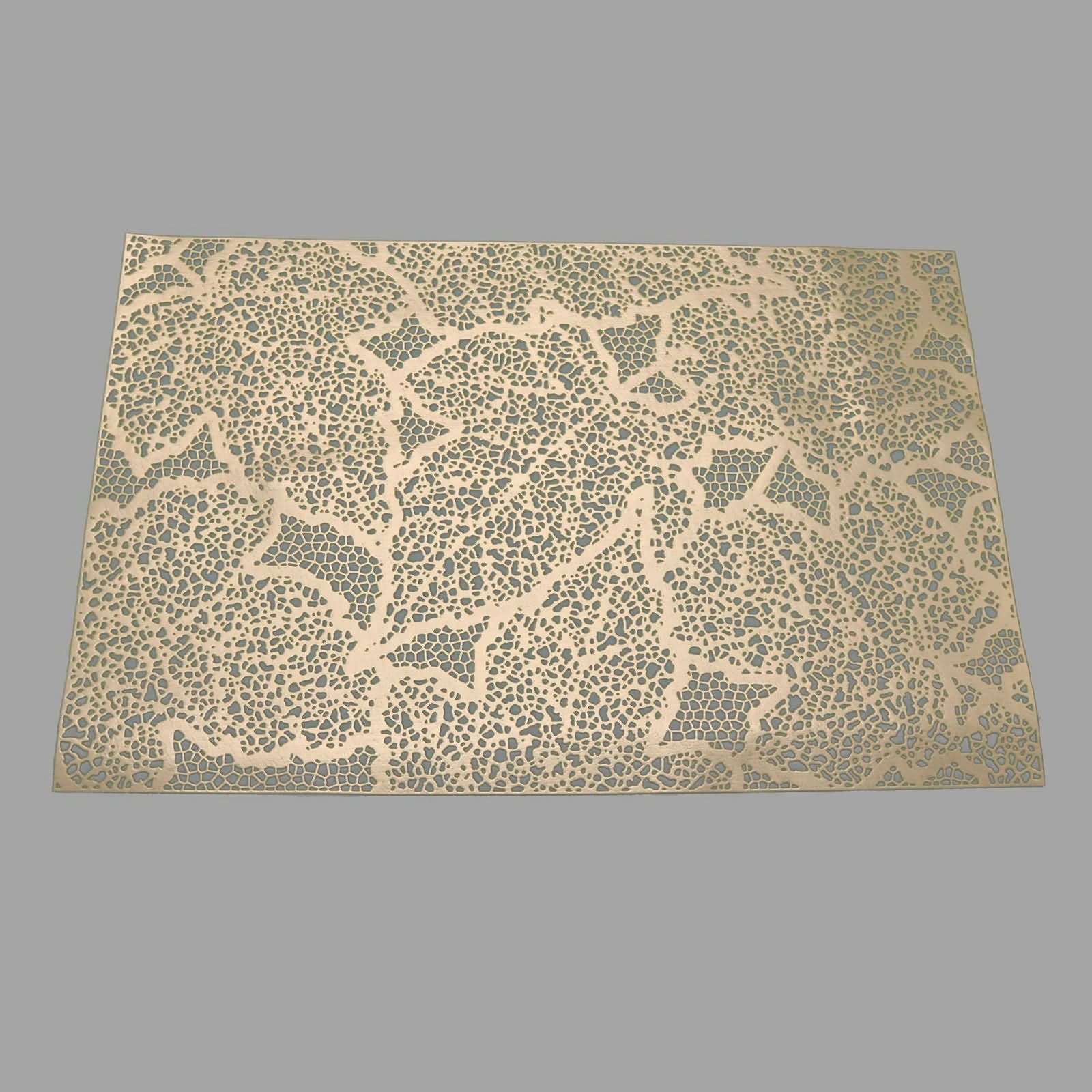 Sets de Table 10Pièces, 45 x 30 CM Tapis Table Antidérapant Or, Rectangle avec Motif de Feuille