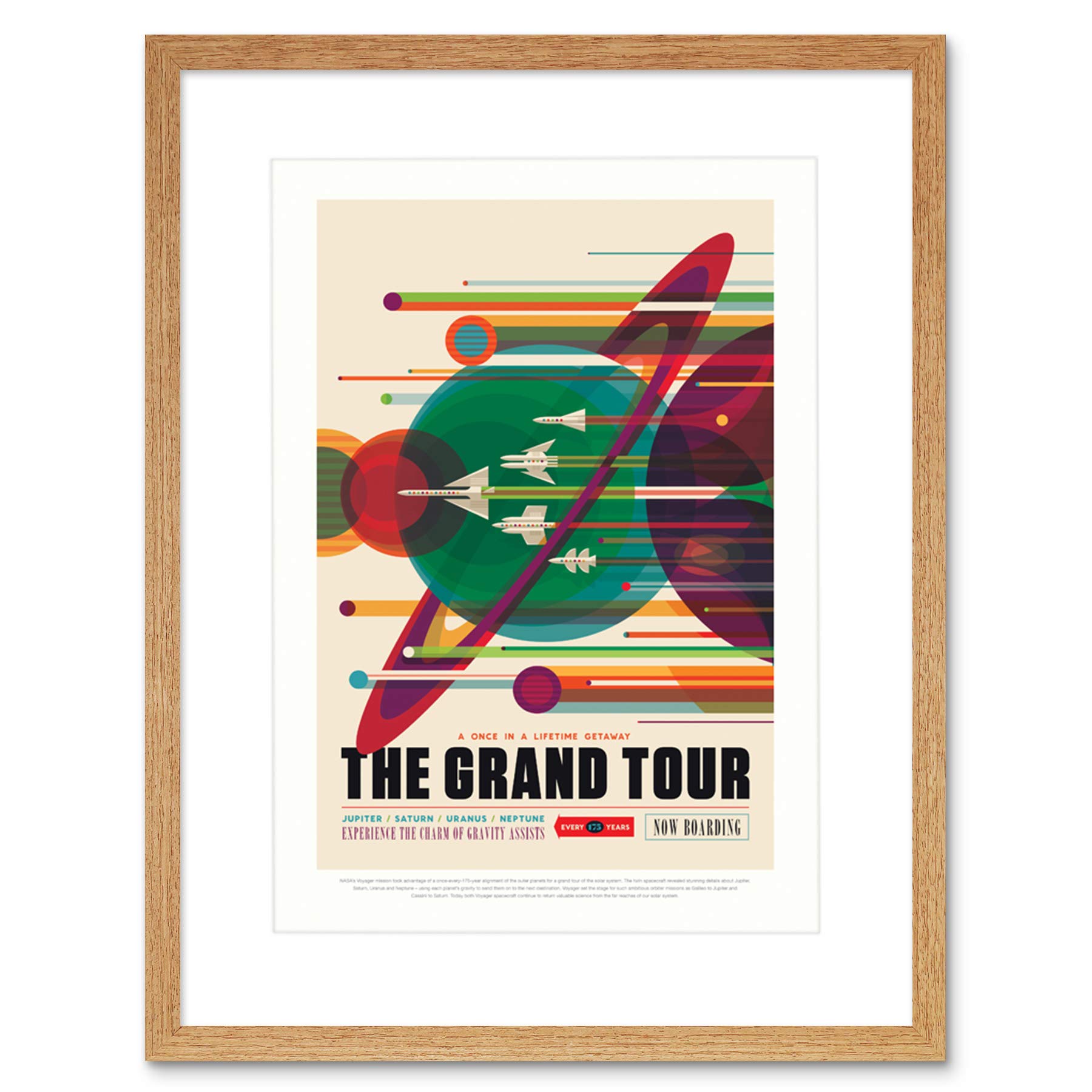 Wee Blue Coo Nasa Space Travel Advert Grand Tour Artwork Framed Wall Art Print 12X16 Inch