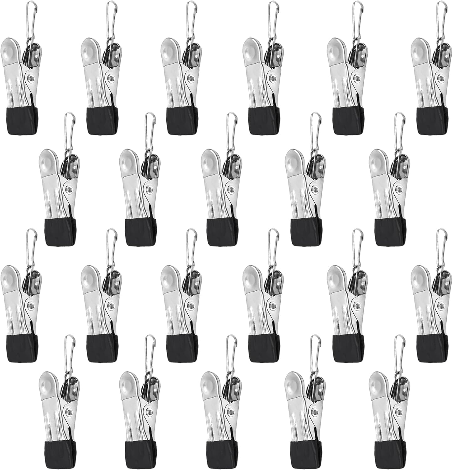 Clothes Pins with Removable Hook, 32 Pack Black Stainless
