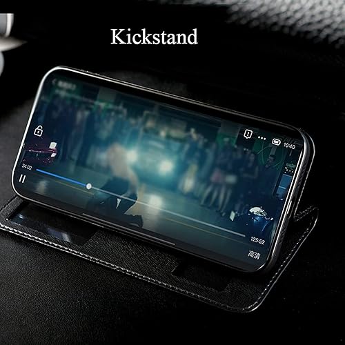 Miniatura 5 de Funda de cuero genuino para iPhone 14 Pro, funda protectora de lujo con ventana transparente y soporte magnético para iPhone 14 Pro de 6.1 pulgadas