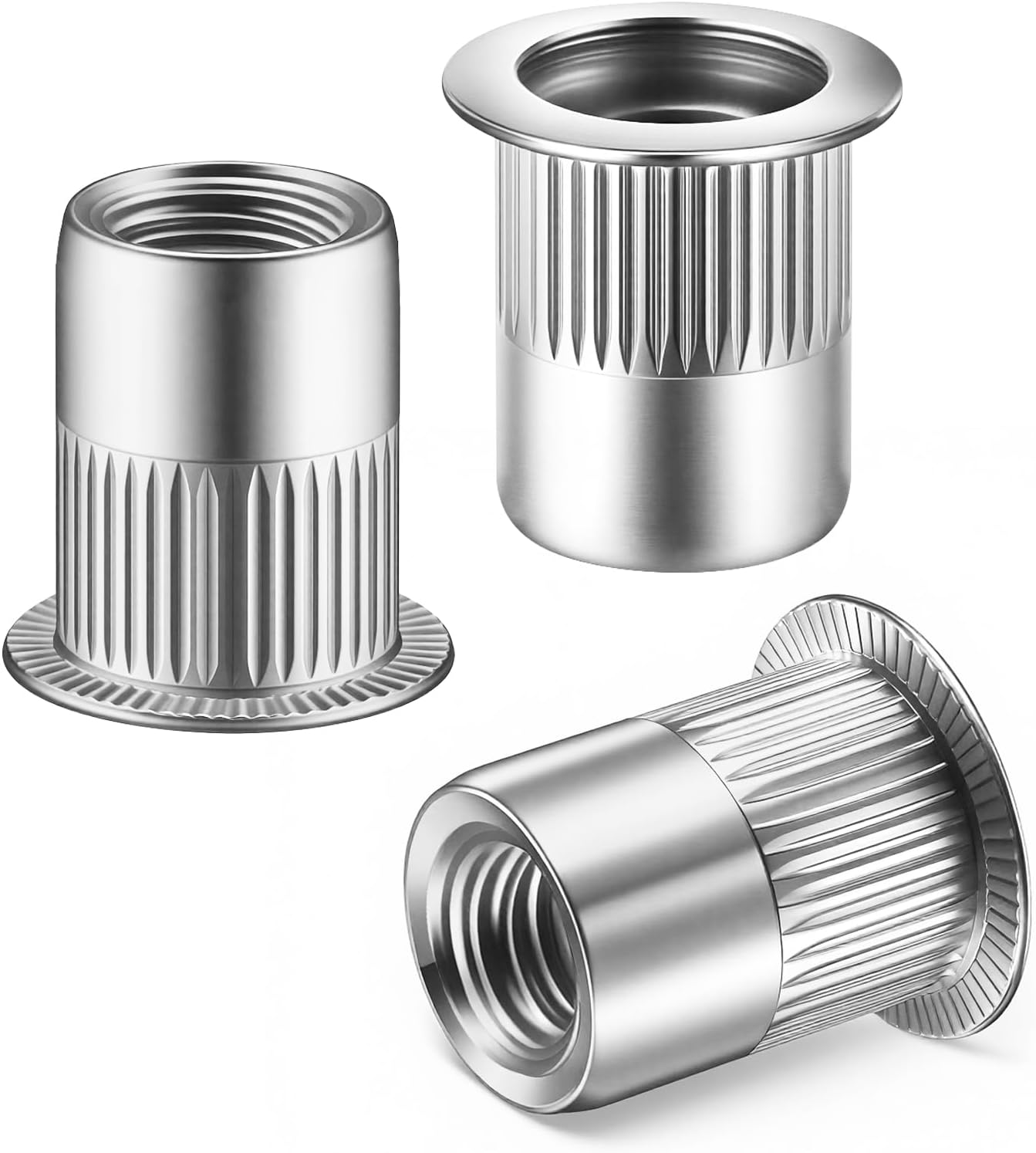 75Pcs Rivet Nut M4 Stainless Steel 304 Flat Head Rivnut Threaded Insert Nutsert Rivet Nut, Knurled Body