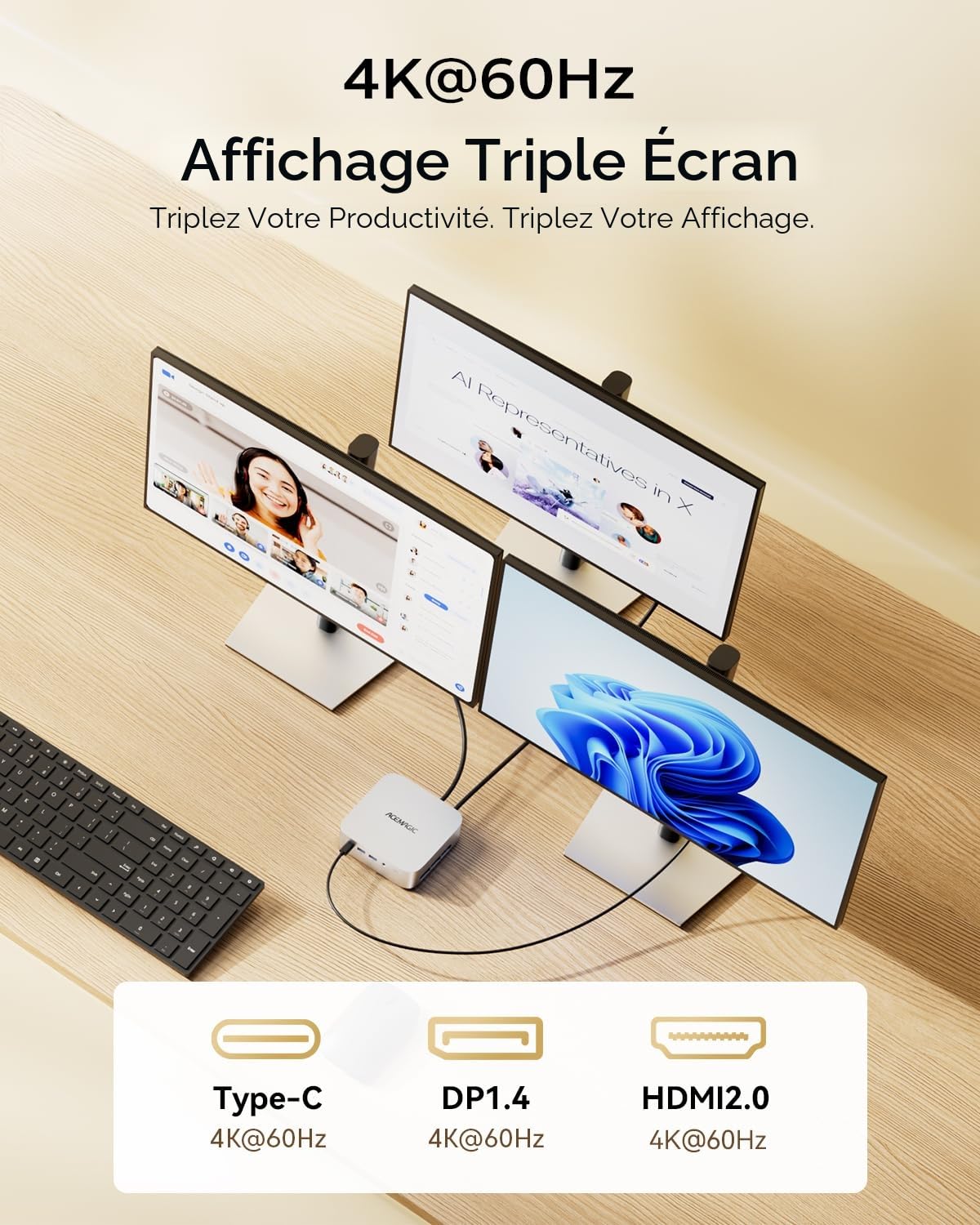 ACEMAGIC K1 Mini PC, Ιntel Core i5-12600H(12C/16T, jusqu'à 4,5 GHz),16 Go DDR4 512 Go SSD NVMe Mini Ordinateur Bureau, 4K UHD Triple écranWi-FI 6, Graphique Ιntel Iris XE, Buetooth 5.2