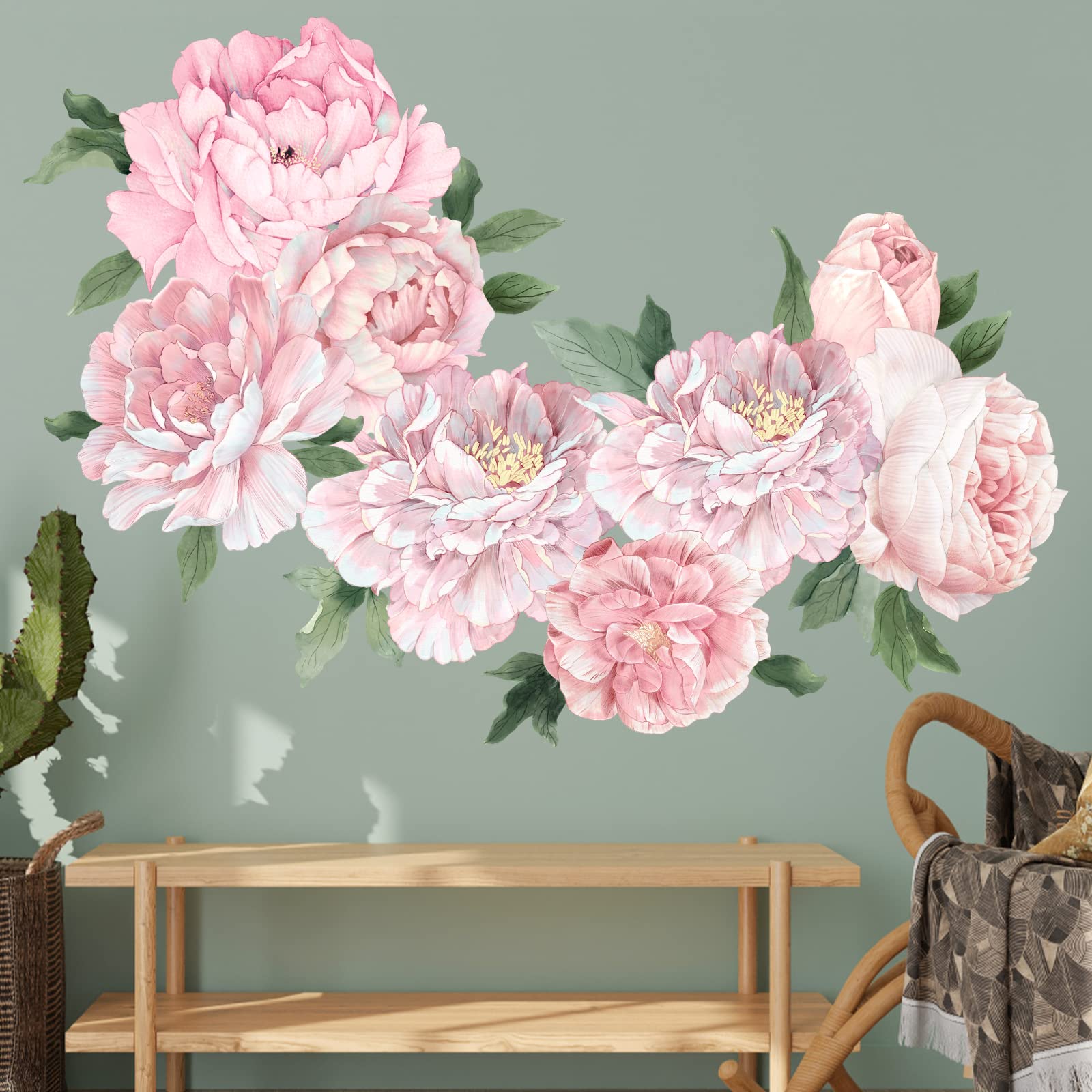 Snapklik.com : Pink Peony Wall Stickers For Nursery Wall Decor Flowers ...