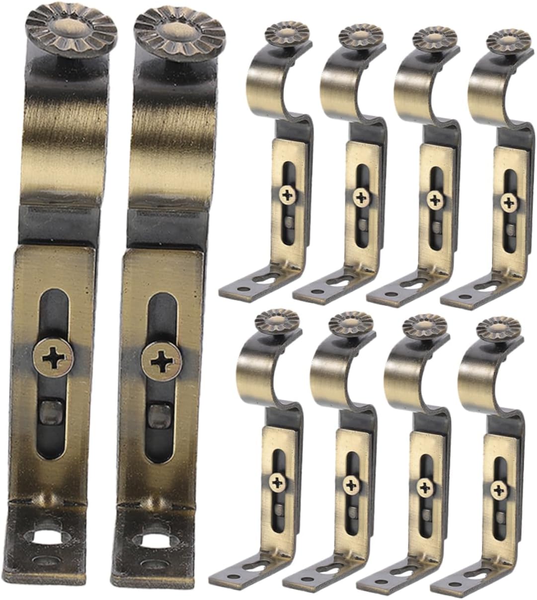 10pcs Curtain Rod Ceiling Mount Brackets Double-Rod Brackets for Heavy Draperies Bedroom Living Room
