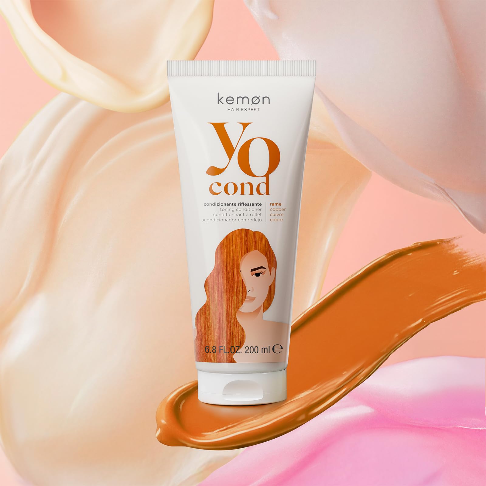 Kemon Yo Cond Rame - Maschera Riflessante Professionale con Formula YoVeg e Velian Complex, Nutre e Illumina i Capelli in 3 Minuti, 88% Ingredienti Naturali, 200 ml